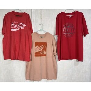 Men's 2XL XXL T-Shirt Shirt LOT of 3 The North Face Coca Cola Hurley Red